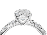 White gold Cushion Cut Diamond Cluster Side Stone Solitaire Ring with Prong Setting_84