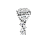 White gold Cushion Cut Diamond Cluster Side Stone Solitaire Ring with Prong Setting_85