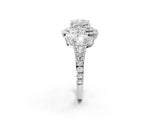 White gold Cushion Cut Diamond Double Halo Ring with Pavé Band and Prong Setting_196