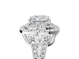 White gold Cushion Cut Diamond Double Halo Ring with Pavé Band and Prong Setting_203