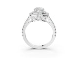 White gold Cushion Cut Diamond Double Halo Ring with Pavé Band and Prong Setting_207