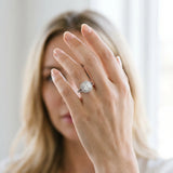White gold Cushion Cut Diamond Double Halo Ring with Pavé Band and Prong Setting_235