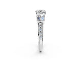 White gold Cushion Cut Diamond Engagement Ring with Baguette Side Stones and Channel Set Band_43