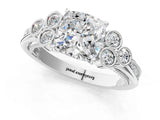 White gold Cushion Cut Diamond Engagement Ring with Bezel Set Round Side Stones and Prong Setting_74