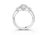 White gold Cushion Cut Diamond Engagement Ring with Bezel Set Round Side Stones and Prong Setting_76