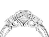 White gold Cushion Cut Diamond Engagement Ring with Bezel Set Round Side Stones and Prong Setting_77
