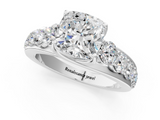 14K White Gold 2.50 Carat E VS1 Cushion Diamond Engagement Ring with Pavé Band and Four-Prong Setting