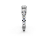 14K White Gold 2.50 Carat E VS1 Cushion Diamond Engagement Ring with Pavé Band and Four-Prong Setting