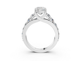 14K White Gold 2.50 Carat E VS1 Cushion Diamond Engagement Ring with Pavé Band and Four-Prong Setting