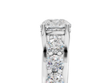 14K White Gold 2.50 Carat E VS1 Cushion Diamond Engagement Ring with Pavé Band and Four-Prong Setting