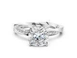 White gold Cushion Cut Diamond Engagement Ring with Side Stone Accents and Four-Prong Setting_38