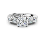 White gold Cushion Cut Diamond Five-Stone Prong Set White Gold Ring_51