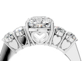 White gold Cushion Cut Diamond Five-Stone Prong Set White Gold Ring_54