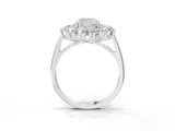 White gold Cushion Cut Diamond Floral Double Halo Engagement Ring with Prong Setting_106