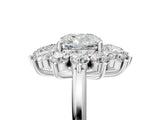 White gold Cushion Cut Diamond Floral Double Halo Engagement Ring with Prong Setting_48