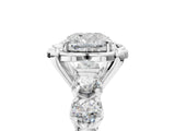 White gold Cushion Cut Diamond Floral Halo Engagement Ring with Shared Prong Setting
