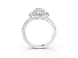 White gold Cushion Cut Diamond Floral Halo Pave Band with Prong Setting_40