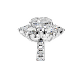 White gold Cushion Cut Diamond Floral Halo Pave Band with Prong Setting_42