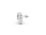 White gold Cushion Cut Diamond Floral Stud Earrings with Multi-Shape Accents_15