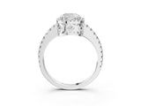 White gold Cushion Cut Diamond Halo Engagement Ring with Pavé Band and Prong Setting_30