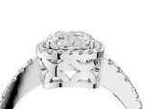 White gold Cushion Cut Diamond Halo Engagement Ring with Pavé Band and Prong Setting_31