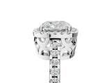 White gold Cushion Cut Diamond Halo Engagement Ring with Pavé Band and Prong Setting_32