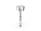 White gold Cushion-Cut Diamond Halo Engagement Ring with Pave Band and Prong Setting_16