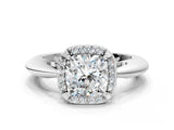 White gold Cushion Cut Diamond Halo Engagement Ring with Split Shank and Four-Prong Setting_111
