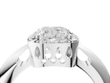 White gold Cushion Cut Diamond Halo Engagement Ring with Split Shank and Four-Prong Setting_115