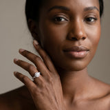 White gold Cushion Cut Diamond Halo Engagement Ring with Twisted Split Shank Pavé Band_7