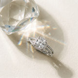 White gold Cushion Cut Diamond Halo Engagement Ring with Twisted Split Shank Pavé Band_9