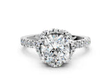 White gold Cushion Cut Diamond Halo Pave Band with Four-Prong Setting_3