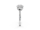 White gold Cushion Cut Diamond Halo Pave Band with Four-Prong Setting_5