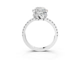 White gold Cushion Cut Diamond Halo Pave Band with Four-Prong Setting_6