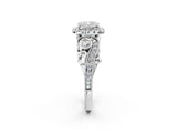 White gold Cushion Cut Diamond Halo Ring with Milgrain Pavé Band and Four-Prong Setting_83