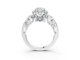 White gold Cushion Cut Diamond Halo Ring with Milgrain Pavé Band and Four-Prong Setting_84