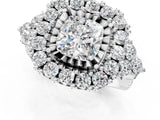 White gold Cushion Cut Diamond Halo Ring with Pavé Band and Four-Prong Setting_64
