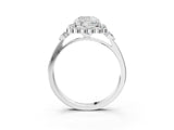 White gold Cushion Cut Diamond Halo Ring with Pear Side Stones and Prong Setting_76