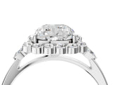 White gold Cushion Cut Diamond Halo Ring with Pear Side Stones and Prong Setting_77
