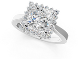 White gold Cushion Cut Diamond Halo Ring with Round Brilliant Halo and Solitaire Band_117