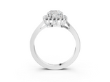 White gold Cushion Cut Diamond Halo Ring with Round Brilliant Halo and Solitaire Band_119