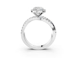 White gold Cushion Cut Diamond Halo Ring with Round Split Shank and Prong Setting_15