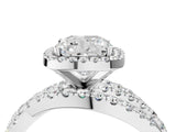 White gold Cushion Cut Diamond Halo Ring with Round Split Shank and Prong Setting_16