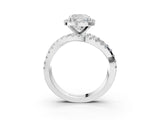 White gold Cushion Cut Diamond Halo Ring with Round Split Shank and Prong Setting_21