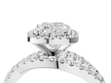 White gold Cushion Cut Diamond Halo Ring with Round Split Shank and Prong Setting_22