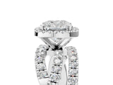 White gold Cushion Cut Diamond Halo Ring with Round Split Shank and Prong Setting_23