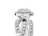 White gold Cushion Cut Diamond Halo Ring with Round Split Shank and Prong Setting_59