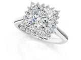 White gold Cushion Cut Diamond Halo Ring with Solitaire Band and Prong Setting_84