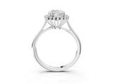 White gold Cushion Cut Diamond Halo Ring with Solitaire Band and Prong Setting_86
