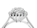White gold Cushion Cut Diamond Halo Ring with Solitaire Band and Prong Setting_87